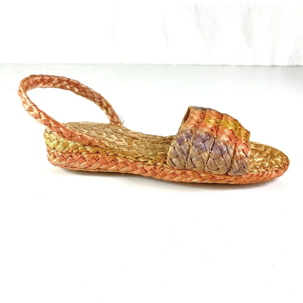 Raffia Hand Woven Straw Resortwear Handmade Island Luau Wedding Sandals Girls 8
